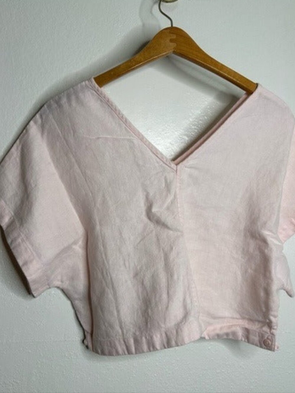 Mate The Label V Neck Linen Crop Top